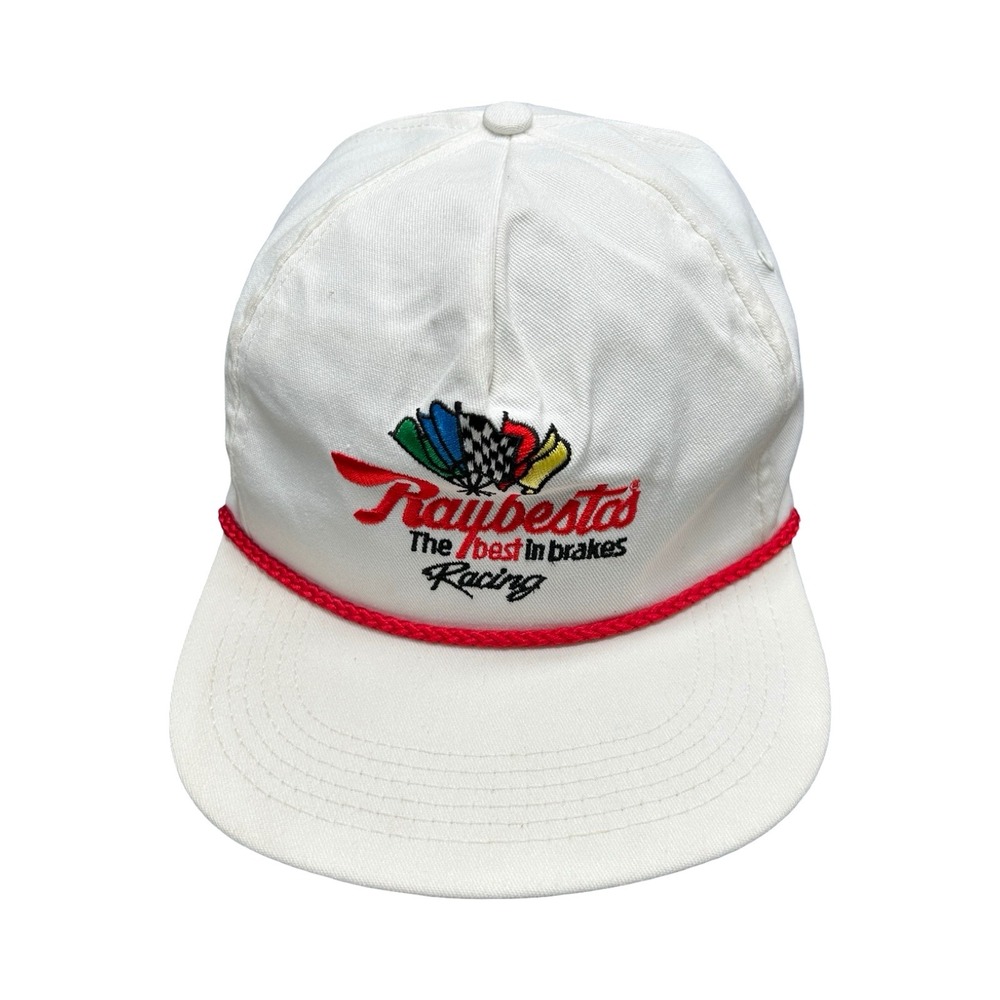 Vintage‎ Raybestos Racing Snapback Hat White Red Rope Cap AB Emblems USA Made
